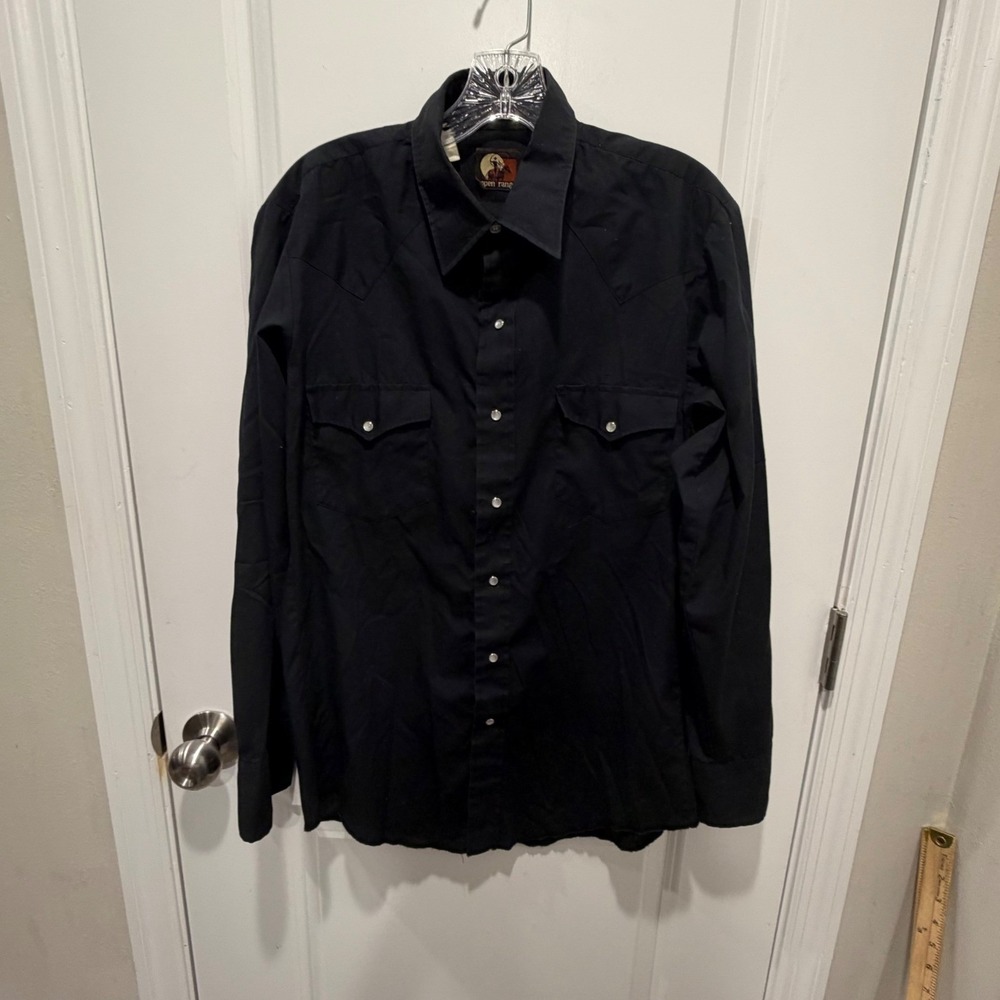 Open Range Mens Western Pearl Snap Shirt Black Large